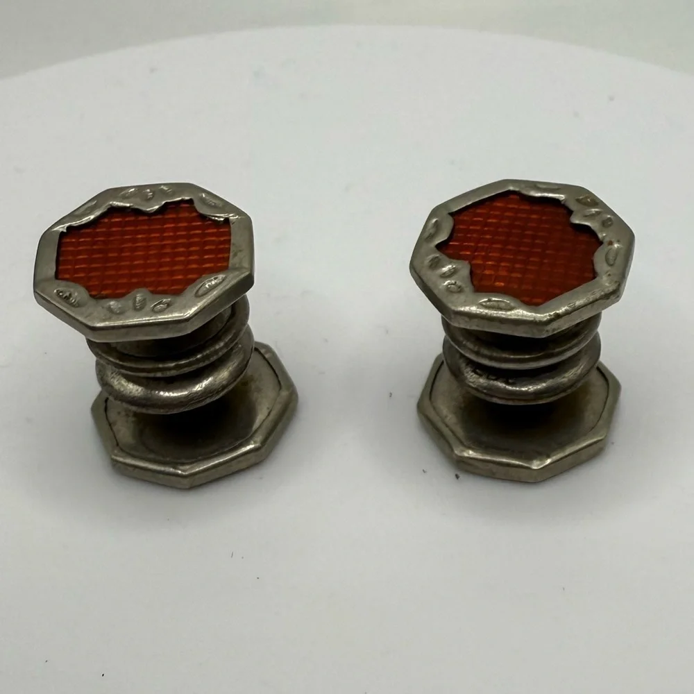 Baer & Wilde Sterling Art Deco Orange Enamel Cufflinks
